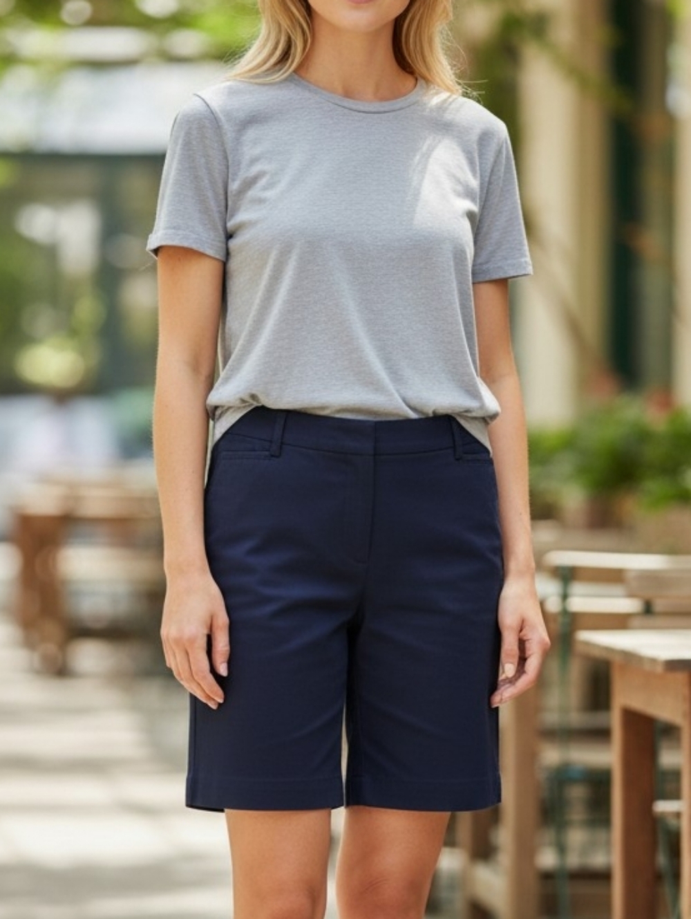 Chico's Navy Mid-Length Bermuda Shorts Size 12